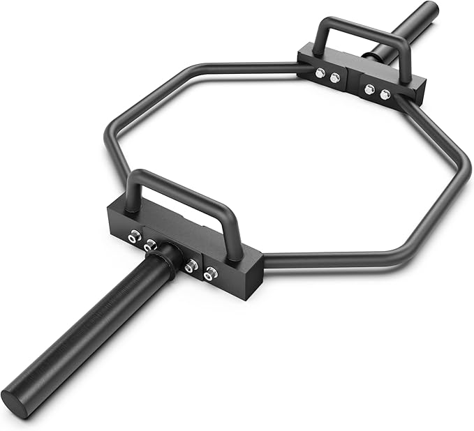 Synergee 20kg and 25kg Chrome or Black Olympic Hex Barbell Trap Bar with Rotating, Flat or Raised