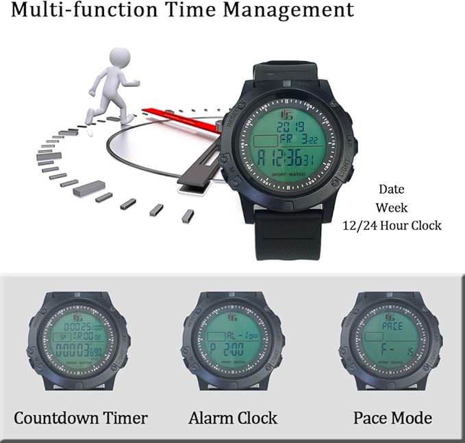 FCXJTU Digital Sports Stopwatch Timer 10/100 Lap Split Memory Stopwatch Calendar Alarm, Pace Mode