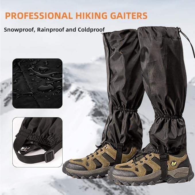 Leg Gaiters, Waterproof,Lightweight and Adjustable, Snow Boot Gaiters, for Men and Women Hiking