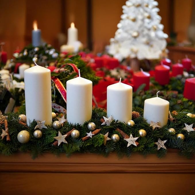 Dripless 3x4 3x6 3x8 Inch White Pillar Candles Unscented Long Lasting Large Cylinder Column Candles