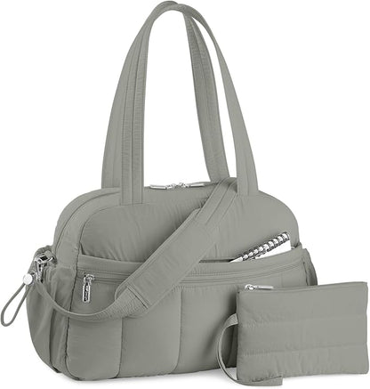 TOPDesign Travel Duffel Bag for Women, Puffer Gym Bag Sports Tote with Wet Pocket, Carry On