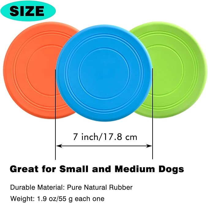 Dog Flying Disc, 3 Pack Dog Flyer Toys, Soft Rubber Interactive Lightweight Flying Disc Dog Toy for