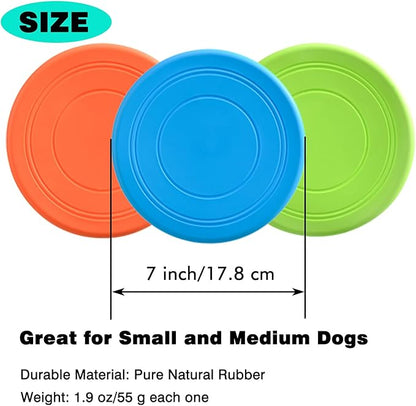Dog Flying Disc, 3 Pack Dog Flyer Toys, Soft Rubber Interactive Lightweight Flying Disc Dog Toy for