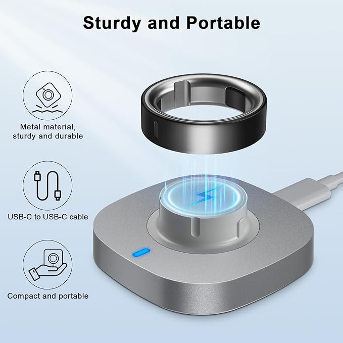 Compatible with Oura Ring Gen 4 Charger Size 11, Fast Charging Dock with USB-C Cable