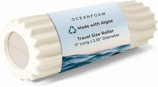 Oceanfoam Ripple Travel Foam Roller (11" x 3.35") Firm Mini Foam Roller for Physical Therapy, Deep
