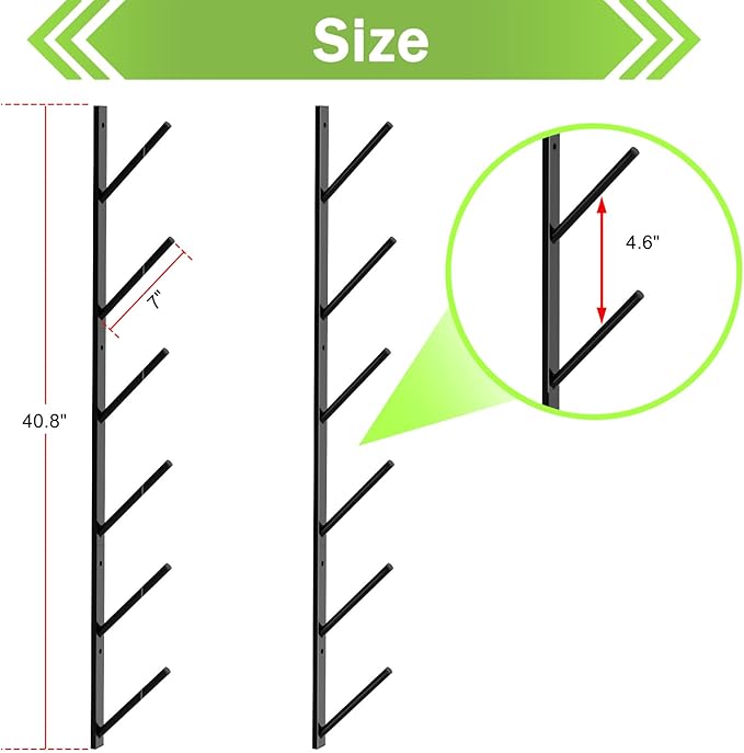 Skateboard Wall Mount, 6-Tier Skate Board Rack Wall Mount, Snowboard Storage Longboard Deck