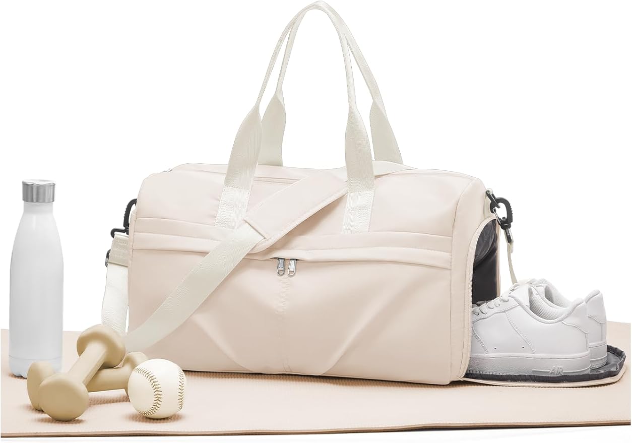 Gym Bag for Women Men with Shoe Compartment, Sport Duffel Bag, Waterproof Travel Weekender