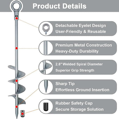 18 inch Ground Anchor Heavy Duty Earth Anchors Set Screw in for Mobile Home, Swing, Tent Trampoline