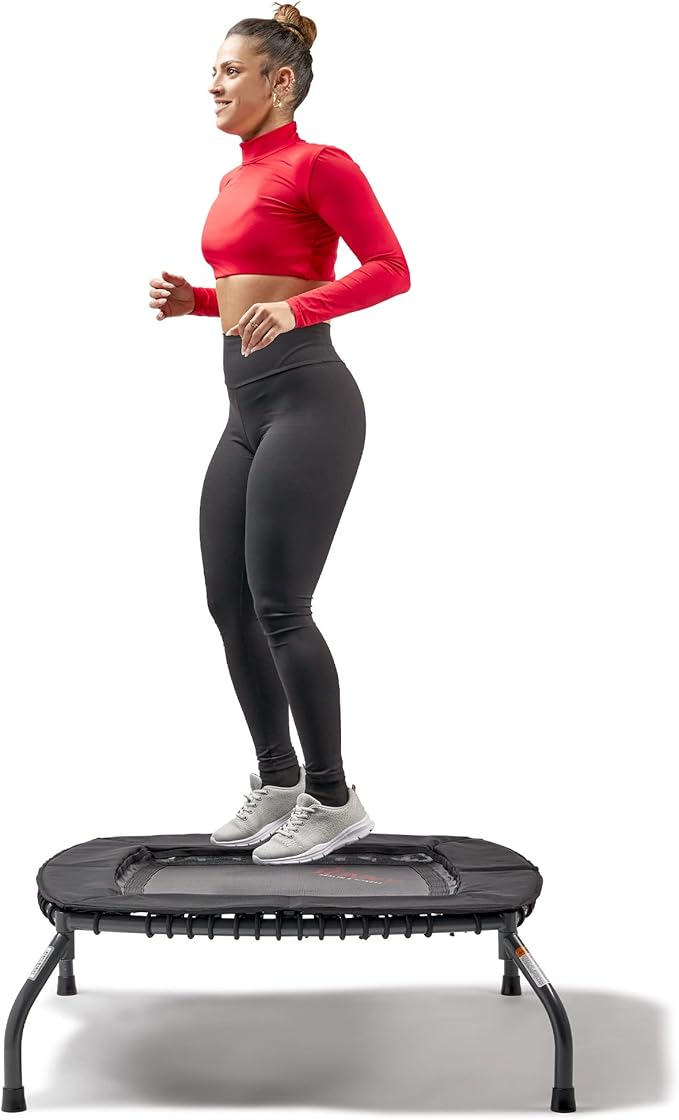 Sunny Health & Fitness Springless Mini Fitness Trampoline ??Premium Adjustable Bungee-Style