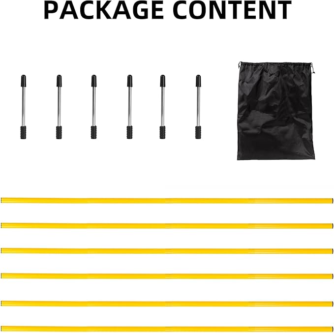 6 Pcs 5FT Adjustable Agility Training Poles for Soccer,Basketball,Football,Dog,Horse Training-Speed
