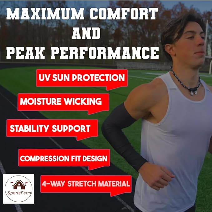 Youth & Adult Sizes Moisture Wicking Compression Arm Sleeve (1 Sleeve) (Over 100 Colors Available