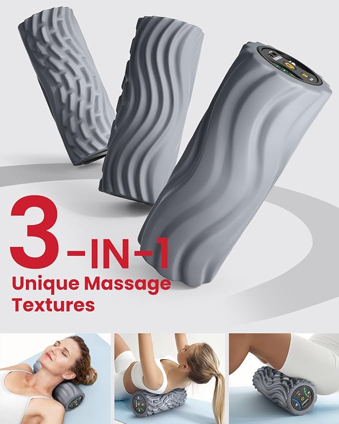 FITINDEX Vibrating Foam Roller for Back Pain, 5-Speed Muscle Massage, FSA HSA Eligible, Exercise