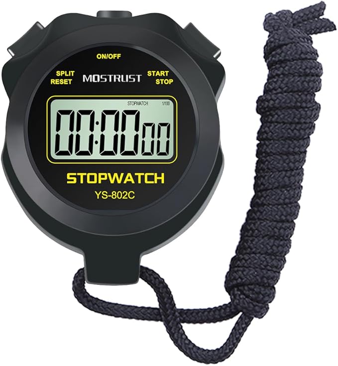 Digital Simple Stopwatch, 1/30 Lap Basic Stopwatch, No Bells, No Clock, No Alarm, Silent, Child