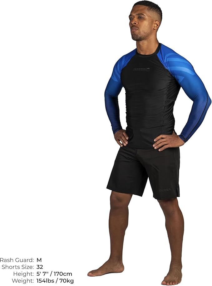 Sanabul Essential Long Sleeve Compression Training Rash Guard for MMA BJJ Wrestling Grappling and