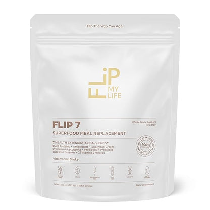 Flip 7 Natural SuperFood, Plant-Based Protein, Complete Meal Replacement to Support Healthy Gut, 7