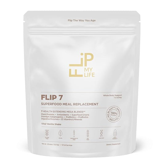 Flip 7 Natural SuperFood, Plant-Based Protein, Complete Meal Replacement to Support Healthy Gut, 7