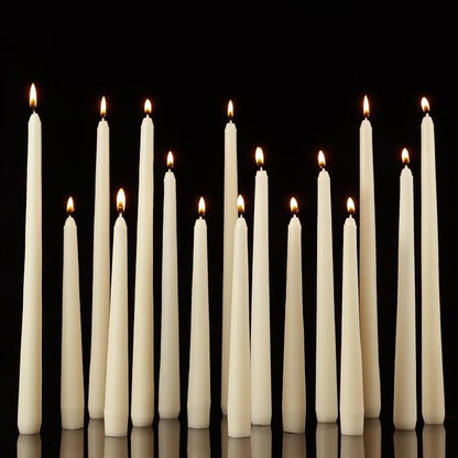 MTLEE Multi Height Beige Taper Candles - Unscented, 8/10/12 Inch, 8 Hour Burn Time, Perfect for
