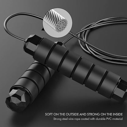 Jump Rope, Tangle-Free Rapid Speed Jumping Rope Cable with Ball Bearings for Women, Men, and Kids