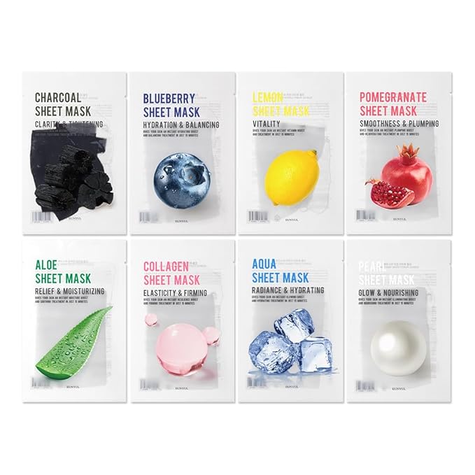 EUNYUL [PACK OF 16 Purity Facial Sheet Mask Pack 16 types Korean Skincare Hydrating & Nourishing &