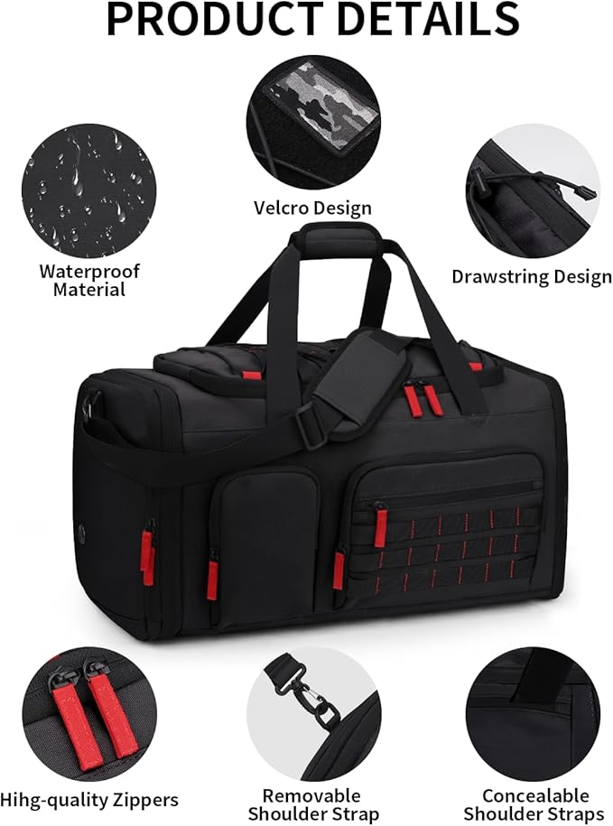 Gym Bags for Men Women, 45L Sports Travel Duffle Bag with Shoe Compartment, 3 in 1 Weekener