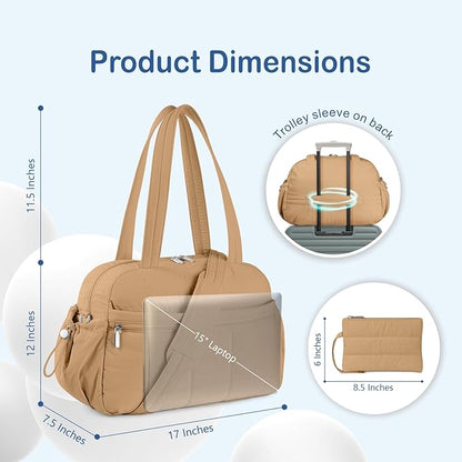 TOPDesign Travel Duffel Bag for Women, Puffer Gym Bag Sports Tote with Wet Pocket, Carry On