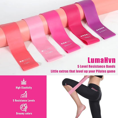 pilates essentials kit for home workouts, pink pilates equipment set with pilates Rings, yoga ball
