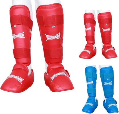Twister WKF Karate Shin Guards | Taekwondo Shin-N-Step | Detachable Shin Guards with Foot