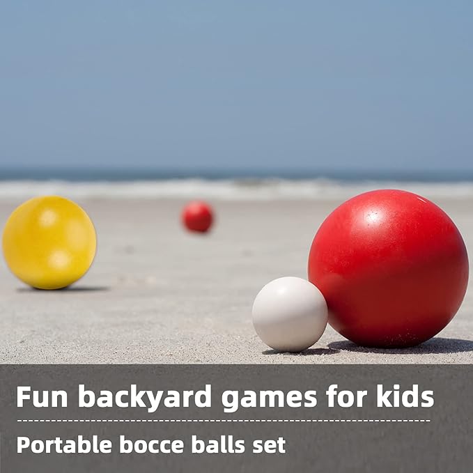 Pointyard 84mm Bocce Ball Set, Outdoor Games for Adults and Family, Backyard Ball Set with 8 PE