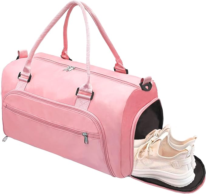 woogwin Small Gym Bag for Men & Women with Shoes & Wet Compartment Waterproof Duffle Bag for Travel