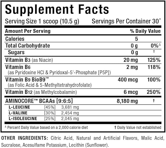 ALLMAX Nutrition AMINOCORE BCAA Powder, 8.18 Grams of Amino Acids, Intra and Post Workout Recovery
