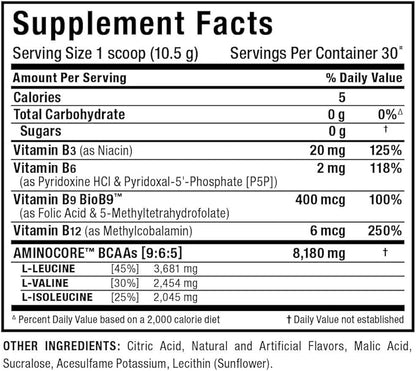 ALLMAX Nutrition AMINOCORE BCAA Powder, 8.18 Grams of Amino Acids, Intra and Post Workout Recovery