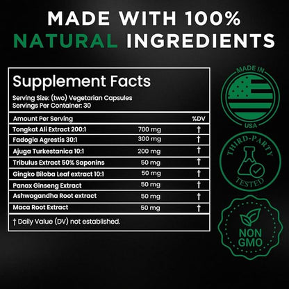 TESTPLUS+ 8-in-1 Testosterone Supplement for Men, 10X Strength Testosterone Booster, Libido Booster