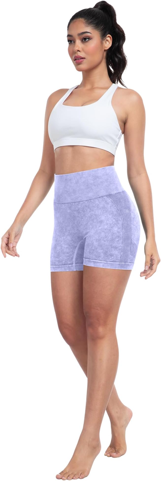 CHRLEISURE Women's 4 Packs Workout Gym Shorts, High Waisted Butt Lifting Scrunch Butt Seamless