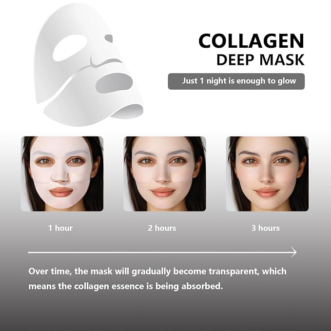 Low Molecular Weight Collagen Overnight Hydrogel Mask, Enhances Skin Elasticity, Reduces Pores