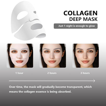 Low Molecular Weight Collagen Overnight Hydrogel Mask, Enhances Skin Elasticity, Reduces Pores