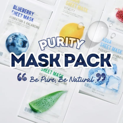 EUNYUL [PACK OF 16 Purity Facial Sheet Mask Pack 16 types Korean Skincare Hydrating & Nourishing &