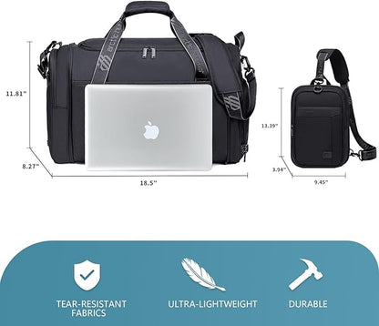Gym Bags for Men Women, 42L Large Travel Duffle Bag, Carry On Bag for Airplanes with Shoe