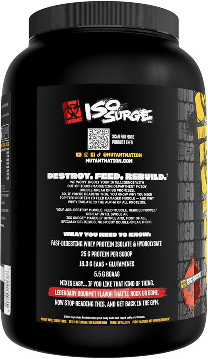 Mutant ISO Surge Whey Protein Isolate Powder Acts Fast to Help Recover, Build Muscle, Bulk and