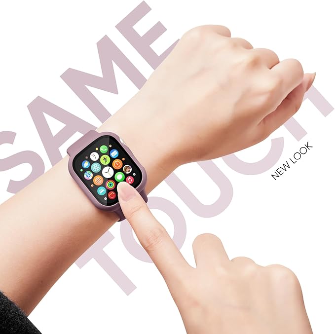 Compatible for Apple Watch Band 40mm 41mm and Case with Screen Protector, Soft Silicone Sport Strap