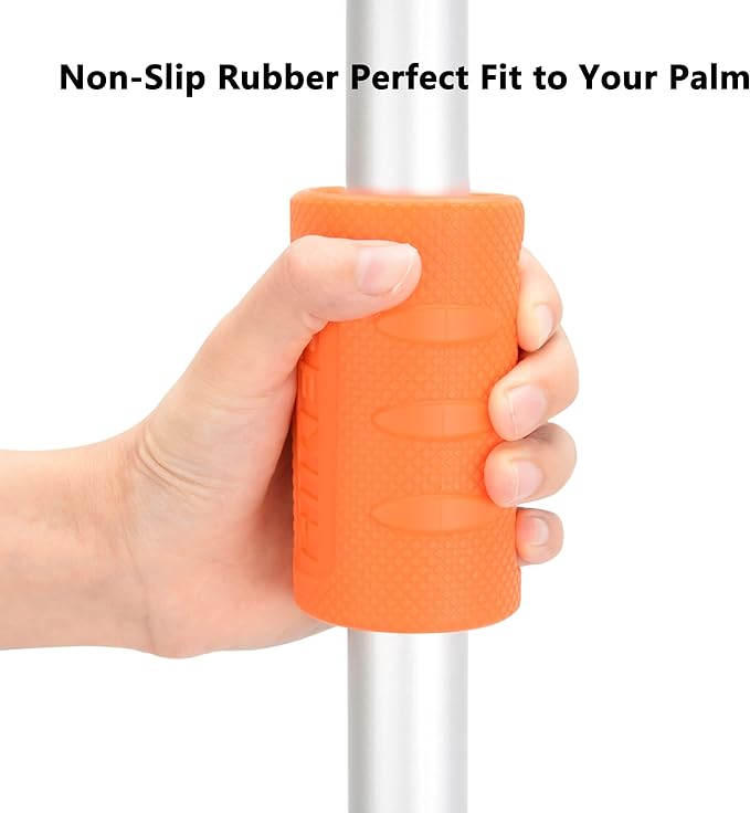 Hikeen Thick Bar Dumbbell Grips,Non Slip Hard Rubber Barbell Grips,Grips for Weight Lifting, Muscle