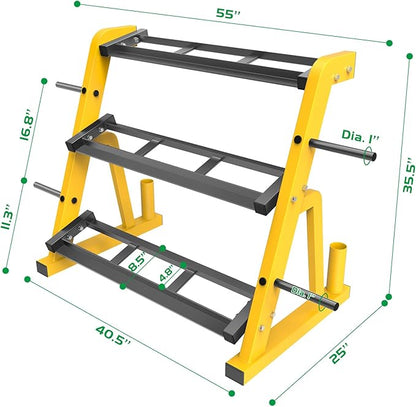"Kipika Heavy Duty 3 Tier Dumbbell Rack Multifunctional, Weight Rack for Dumbbells, Home Gym