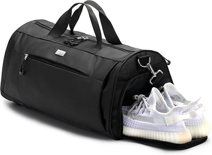 TOPDesign Gym Bag for Women & Men, Unisex Duffel Bag with Shoe Compartment & Wet Pocket for Travel