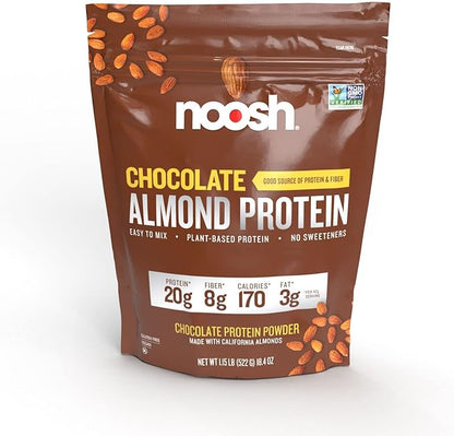 NOOSH Plant Based Almond Protein Powder Chocolate 43 Gram - Vegan Protein Powder, All Natural