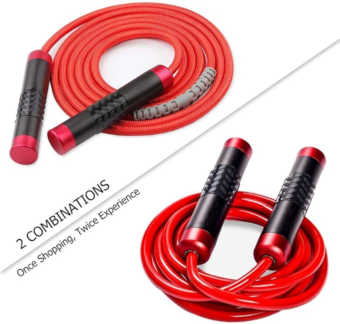 Redify Weighted Jump Rope for Workout Fitness(1LB), Tangle-Free Ball Bearing Rapid Speed Skipping