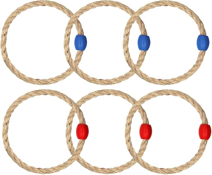 6 Pack Sisal Rope Ring Toss Game Replacement Parts for Kids and Adults, Outdoor Toss Rings for