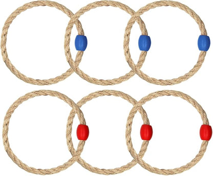 6 Pack Sisal Rope Ring Toss Game Replacement Parts for Kids and Adults, Outdoor Toss Rings for
