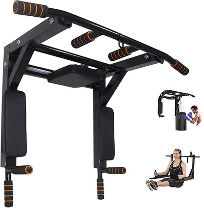 BDL Wall Mounted Pull Up Bar Chin Up bar Multifunctional Dip Station for Indoor Home Gym Workout