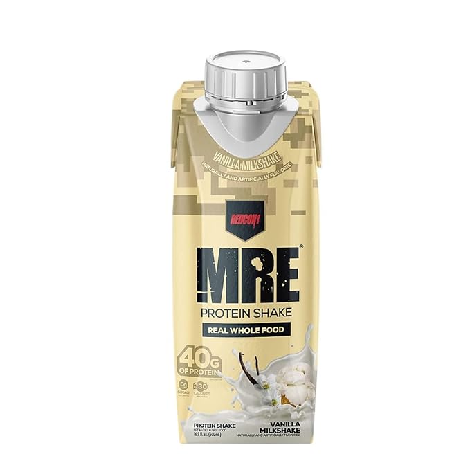 REDCON1 MRE Ready to Drink Protein Shakes, Vanilla Milkshake - Protein Drinks with Whole Food