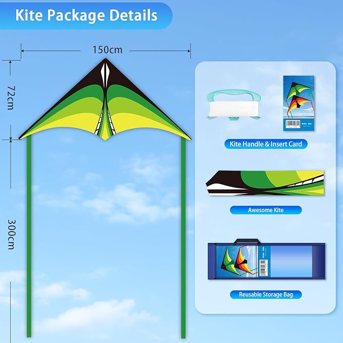 Large Delta Kite for Kids & Adults - Easy to Fly Outdoor Kites for Kids Ages 8-10, Perfect for