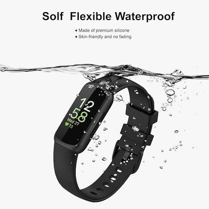 2 Pack Compatible with Fitbit Inspire 3 Bands, 15.4mm Width Soft Silicone Adjustable Sport